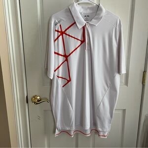 Mens ADIDAS Adizero Golf Polo Size XL White with mesh Orange & Grey Accents